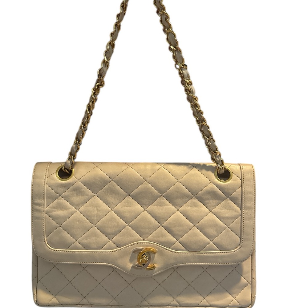 Chanel Lambskin Double flab in Beige color